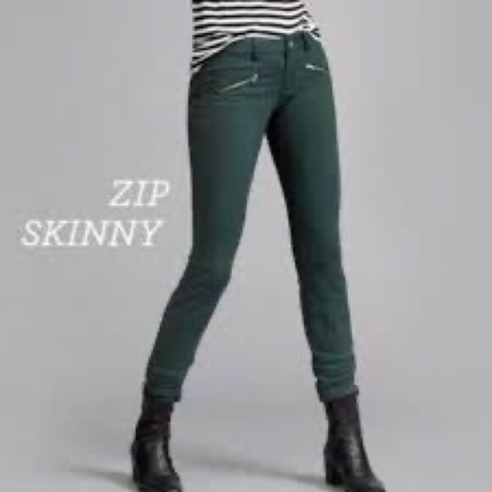 CAbi Hunter Green Zip Skinny Jeans